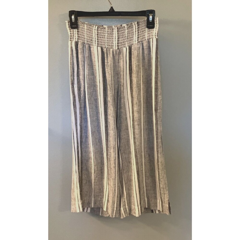 Cloth & Stone Striped Wide Leg Cropped Pants Size Small Black/White